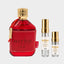 DECANT DUMONT NITRO RED — fotografía real, perfume 10 ml 3 ml, composición centrada Nicchia, 2048 x 2048, fondo #EDEDED
