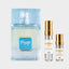 DECANT RIFFS FREEZE — fotografía real, perfume 10 ml 3 ml, composición centrada Nicchia, 2048 x 2048, fondo #EDEDED