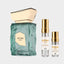 DECANT FRENCH AVENUE AETHER — fotografía real, perfume 10 ml 3 ml, composición centrada Nicchia, 2048 x 2048, fondo #EDEDED