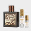 DECANT LATTAFA QAED UNTAMED — fotografía real, perfume 10 ml 3 ml, composición centrada Nicchia, 2048 x 2048, fondo #EDEDED