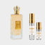 DECANT RIIFFS NUSUK ANA AL AWAL — fotografía real, perfume 10 ml 3 ml, composición centrada Nicchia, 2048 x 2048, fondo #EDEDED