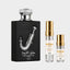 DECANT LATTAFA ISHQ AL SHUYUK SILVER — fotografía real, perfume 10 ml 3 ml, composición centrada Nicchia, 2048 x 2048, fondo #EDEDED