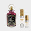 DECANT GEVILL FRANCE MILLIONAIRE — fotografía real, perfume 10 ml 3 ml, composición centrada Nicchia, 2048 x 2048, fondo #EDEDED