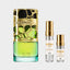 DECANT LATTAFA QIMMAH — fotografía real, perfume 10 ml 3 ml, composición centrada Nicchia, 2048 x 2048, fondo #EDEDED
