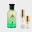 DECANT MAISON ALHAMBRA JEAN LOWE VIBE — fotografía real, perfume 10 ml 3 ml, composición centrada Nicchia, 2048 x 2048, fondo #EDEDED