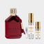 DECANT DUMONT NITRO RED INTENSELY — fotografía real, perfume 10 ml 3 ml, composición centrada Nicchia, 2048 x 2048, fondo #EDEDED
