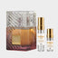 DECANT LATTAFA KHAMRAH DUKHAN — fotografía real, perfume 10 ml 3 ml, composición centrada Nicchia, 2048 x 2048, fondo #EDEDED