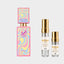 DECANT LATTAFA AJWAD PINK TO PINK CREAMY — fotografía real, perfume 10 ml 3 ml, composición centrada Nicchia, 2048 x 2048, fondo #EDEDED
