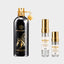 DECANT MONTALE ARABIANS TONKA — fotografía real, perfume 10 ml 3 ml, composición centrada Nicchia, 2048 x 2048, fondo #EDEDED