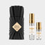 DECANT FRENCH AVENUE ROYAL BLEND NERO — fotografía real, perfume 10 ml 3 ml, composición centrada Nicchia, 2048 x 2048, fondo #EDEDED