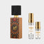 DECANT LATTAFA AJWAD — fotografía real, perfume 10 ml 3 ml, composición centrada Nicchia, 2048 x 2048, fondo #EDEDED