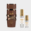 DECANT LATTAFA ASAD BOURBON — fotografía real, perfume 10 ml 3 ml, composición centrada Nicchia, 2048 x 2048, fondo #EDEDED