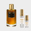 DECANT MANCERA AMORE CAFFE — fotografía real, perfume 10 ml 3 ml, composición centrada Nicchia, 2048 x 2048, fondo #EDEDED
