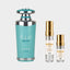 DECANT LATTAFA MAYAR NATURAL INTESNE — fotografía real, perfume 10 ml 3 ml, composición centrada Nicchia, 2048 x 2048, fondo #EDEDED