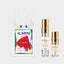 DECANT ILMIN IL ARTE — fotografía real, perfume 10 ml 3 ml, composición centrada Nicchia, 2048 x 2048, fondo #EDEDED