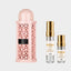 DECANT LATTAFA RAVE WOMAN — fotografía real, perfume 10 ml 3 ml, composición centrada Nicchia, 2048 x 2048, fondo #EDEDED