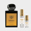 DECANT LORENZO PAZZAGLIA CARBONARA — fotografía real, perfume 10 ml 3 ml, composición centrada Nicchia, 2048 x 2048, fondo #EDEDED