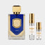 DECANT LATTAFA LIAM BLUE SHINE — fotografía real, perfume 10 ml 3 ml, composición centrada Nicchia, 2048 x 2048, fondo #EDEDED