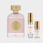 DECANT JO MILANO LIBRA — fotografía real, perfume 10 ml 3 ml, composición centrada Nicchia, 2048 x 2048, fondo #EDEDED