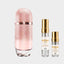 DECANT CAROLINA HERRERA 212 VIP ROSE ELIXIR — fotografía real, perfume 10 ml 3 ml, composición centrada Nicchia, 2048 x 2048, fondo #EDEDED