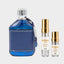 DECANT DUMONT NITRO BLUE — fotografía real, perfume 10 ml 3 ml, composición centrada Nicchia, 2048 x 2048, fondo #EDEDED
