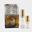 DECANT LATTAFA KHAMRAH QAHWA — fotografía real, perfume 10 ml 3 ml, composición centrada Nicchia, 2048 x 2048, fondo #EDEDED