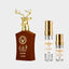 DECANT LATTAFA AL NOBLE WAZEER — fotografía real, perfume 10 ml 3 ml, composición centrada Nicchia, 2048 x 2048, fondo #EDEDED