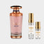 DECANT LATTAFA MAYAR — fotografía real, perfume 10 ml 3 ml, composición centrada Nicchia, 2048 x 2048, fondo #EDEDED