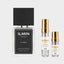 DECANT ILMIN IL EGO — fotografía real, perfume 10 ml 3 ml, composición centrada Nicchia, 2048 x 2048, fondo #EDEDED