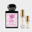 DECANT LORENZO PAZZAGLIA SUGAR KISSES — fotografía real, perfume 10 ml 3 ml, composición centrada Nicchia, 2048 x 2048, fondo #EDEDED