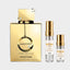 DECANT ARMAF CLUB DE NUIT MILESTONE — fotografía real, perfume 10 ml 3 ml, composición centrada Nicchia, 2048 x 2048, fondo #EDEDED